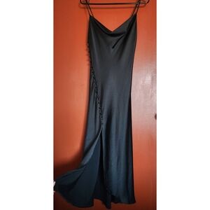 Zara Satin Slip Black Dress